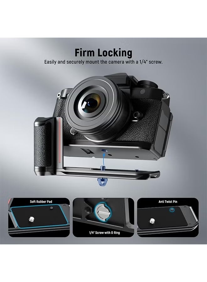 مقبض يد NEEWER CA063 على شكل حرف L لكاميرا Nikon Z f - قاعدة رفيعة للغاية بتصميم كلاسيكي، زر غالق من النحاس، متوافق مع رأس سائل ثلاثي القوائم Arca Swiss - Image 2